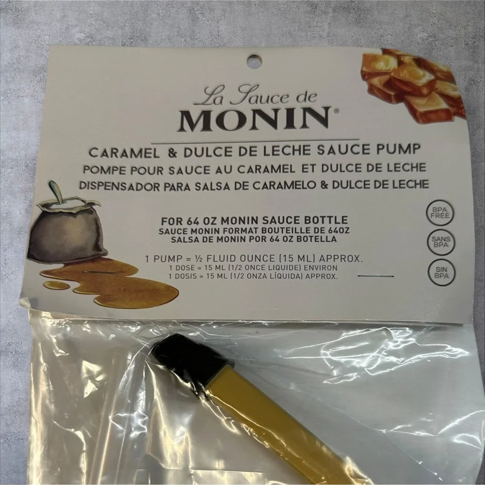 Monin Caramel Dulce De Leche Sauce Pump‎ Dispenser for 64 oz Bottle